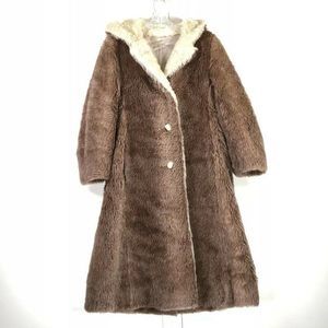 Vintage Dakuluxe Llama Mohair Coat Ladies No Size Full Length 43” Brown two tone